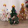 Rexcp 7.5 Inch Wooden Christmas Tree 3D Xmas Tree Table Decor Funny Desktop Christmas Decorations with Mini Ornaments for Xmas Holiday Decoration, Green view 3
