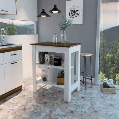 Boahaus Le Havre Kitchen Island (White - Dark Brown)