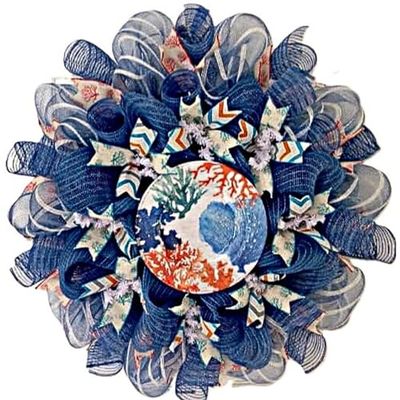 Beach Wreath, Luxury Handmade  Coral Reef Decorative Plate Front Door Decor