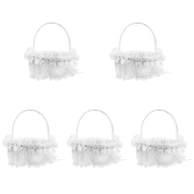 HANABASS 5pcs Flower Girl Petal Basket Elegant Handheld Flower Basket for Weddings and Religious Events Charming Wedding Decoration and Accessory
