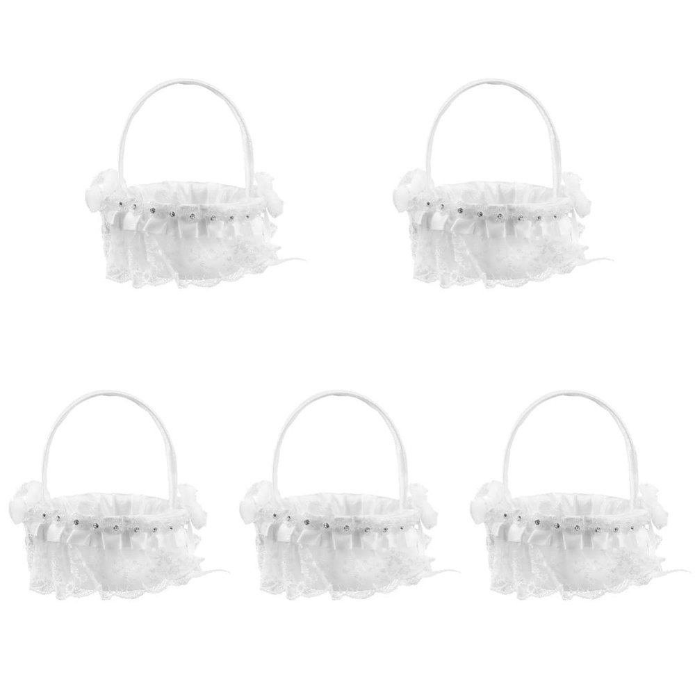 HANABASS 5pcs Flower Girl Petal Basket Elegant Handheld Flower Basket for Weddings and Religious Events Charming Wedding Decoration and Accessory