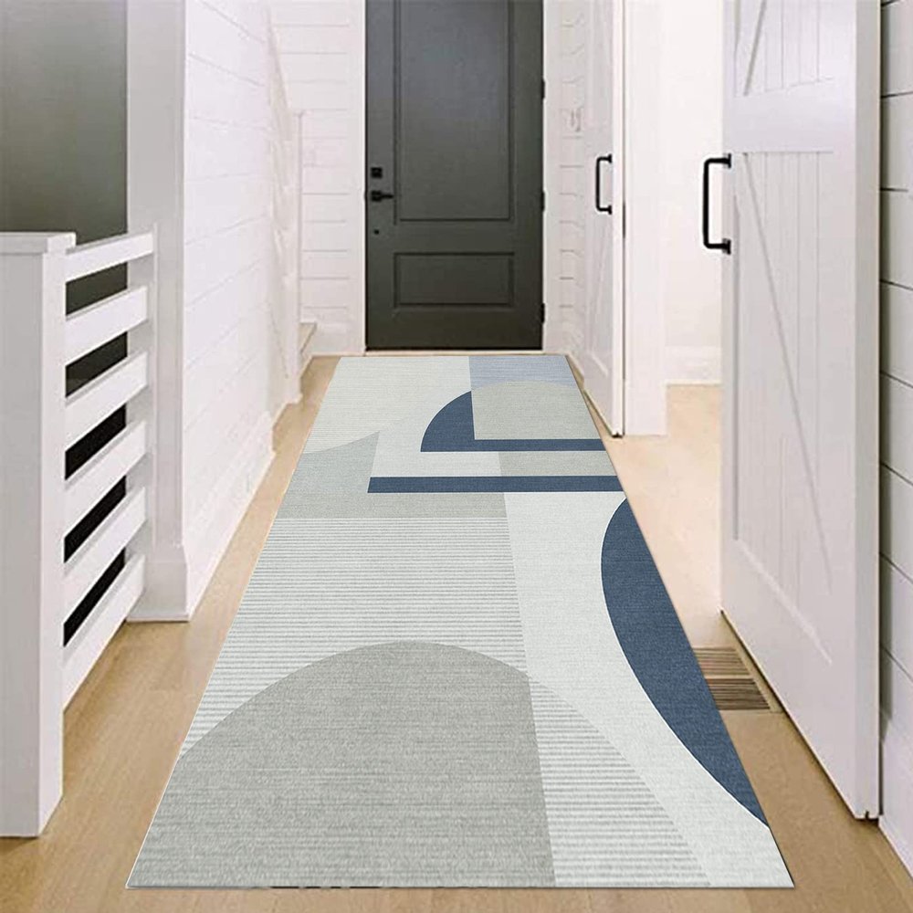 GRAPKS Modern Grey Hallway Runner Rug Non Slip Easy to Clean Bedroom Long Carpet Runner for Hall/Corridor/Doorway Area Rug 100/200/300/400/500/600cm Length (Size : 2 ft x 6.6 ft)