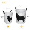 Australian Shepherd Silhouette Round Laundry Basket, Foldable Laundry Basket, Waterproof Storage Basket With Handle, Dirty Clothes Pocket Small view 4