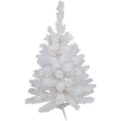 Pre-Lit White Alaskan Pine Artificial Christmas Tree - 3' - Warm White LED Lights
