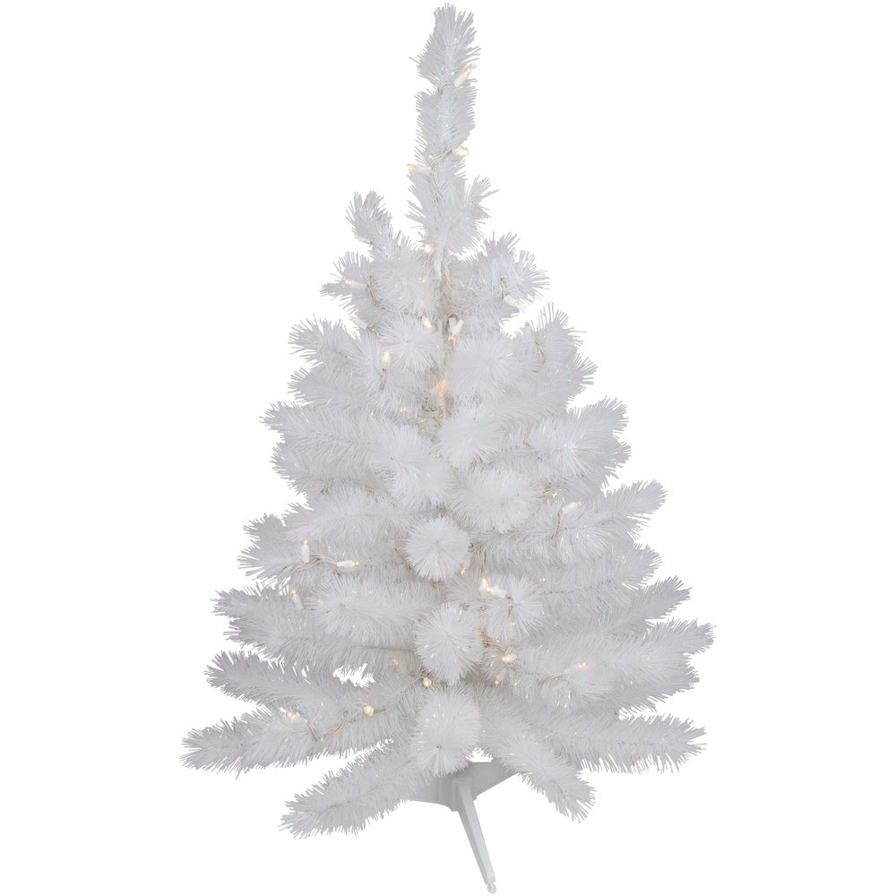 Pre-Lit White Alaskan Pine Artificial Christmas Tree - 3' - Warm White LED Lights