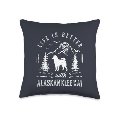 Alaskan Klee Kai Life Better Mom Dad Dog Throw Pillow