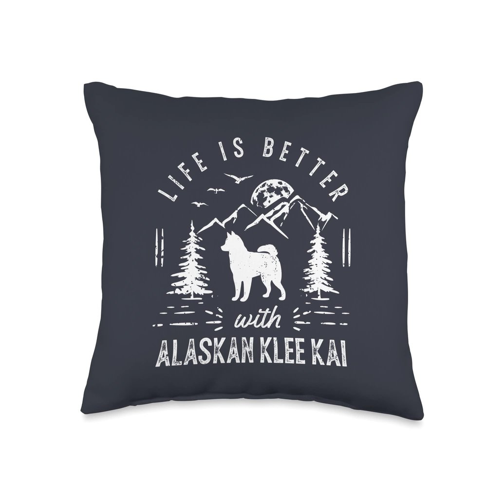 Alaskan Klee Kai Life Better Mom Dad Dog Throw Pillow