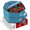 Hearth & Harbor Container-Hard Shell Christmas Bag with Interior Pockets, Dual Zipper and Handles-Premium Wreath Storage Organizer Box, 36", Blue view 1