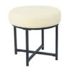 Homepop Home Decor | Faux Fur Round Ottoman Stool | Faux Fur Stool Ottoman for Living Room & Bedroom | Decorative Home Furniture, Cream Faux Sheepskin view 1