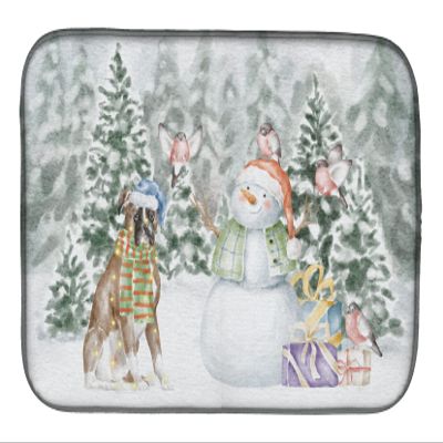 Boxer Fawn with Christmas Presents Dish Drying Mat