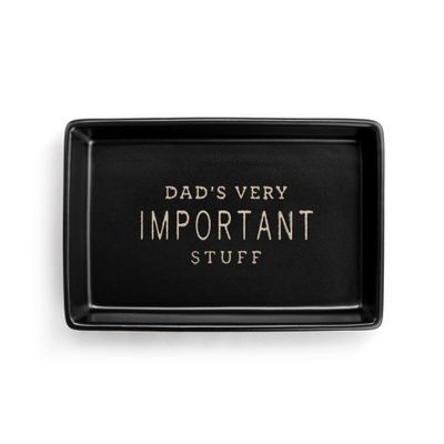 DEMDACO Dad's Very Important Stuff Matte Black 6 x 4 Ceramic Stoneware Decorative Trinket Tray