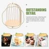 2pcs Cake Dessert Stand Decorative Cupcake Holder Cosmetics Display Cases Dessert Holder Metal Decorative Tray Bird Cage Jewelry Holder Wedding Skin Care Products Display Tray Iron view 3