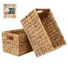 2-Pack Handwoven Water Hyacinth Storage Baskets with Handles, Wicker Bins for Pantry Organization, Shelf or Closet Organizer, Decorative Boho Rectangular Basket 13.5" x 8" view 1