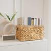 2-Pack Handwoven Water Hyacinth Storage Baskets with Handles, Wicker Bins for Pantry Organization, Shelf or Closet Organizer, Decorative Boho Rectangular Basket 13.5" x 8" view 3