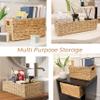 2-Pack Handwoven Water Hyacinth Storage Baskets with Handles, Wicker Bins for Pantry Organization, Shelf or Closet Organizer, Decorative Boho Rectangular Basket 13.5" x 8" view 4