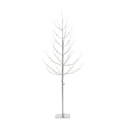 5 Foot Silver PVC Wrapped Lighted Tree with 540 Micro LED Warm White Lights