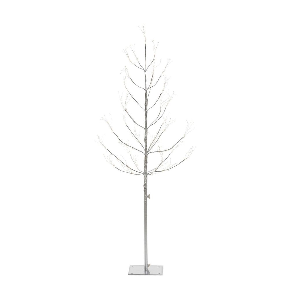 5 Foot Silver PVC Wrapped Lighted Tree with 540 Micro LED Warm White Lights