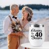 40th Anniversary Wedding Gifts for Couple Gifts for Rubywedding Anniversary Forty Years Anniversary Decorations 40 Years Marriage Gifts for Wife Husband Parents 2 Pack Wine Tumbler 12 OZ view 2