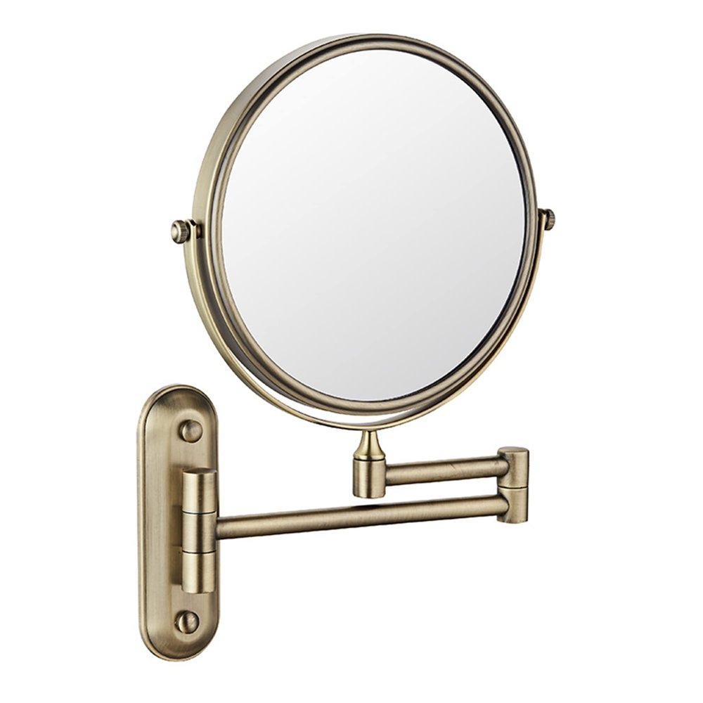 Beauty Mirror,10X Hotel Bathroom Wall Mounted Makeup Mirror, 8 Inch Extendable Mirror Foldable Telescopic Magnifying Double-Sided Shaving Mirror for Bathroom Vanity Bronze 8 inches 3X