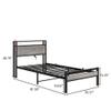 HOJINLINERO Twin Bed Frame with Storage Headboard and Charging Station, Twin Size, Heavy Duty Metal Slats, No Box Spring Needed, Dark Grey view 2