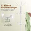 Hoctieon Coat Rack Freestanding, Coat Tree with Umbrella Holder, Metal Coat Rack Stand with 12 Hooks, Standing Coat Hanger Stand, Umbrella Stand for Entryway, Hat Rack Stand for Home Office, White view 4