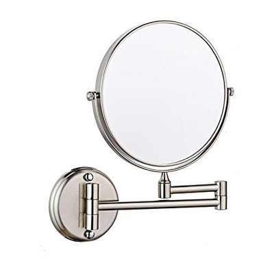 Beauty Mirror,3X 10X Hotel Bathroom Wall Mounted Makeup Mirror, 8 Inch Extendable Bathroom Mirror Foldable Magnifying Double-Sided Shaving Mirror for Bathroom Vanity Brushed Nickel 6 inches 5X