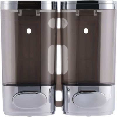 Wall Mounted Soap Dispenser Bathroom 2 Chambers, Shower Soap Dispenser 600ml Body Wash Dispenser Set, Shampoo and Conditioner Dispenser Hand Pump for Toilet Bathroom Kitchen Silver