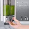 Wall Mounted Soap Dispenser Bathroom 2 Chambers, Shower Soap Dispenser 600ml Body Wash Dispenser Set, Shampoo and Conditioner Dispenser Hand Pump for Toilet Bathroom Kitchen Silver view 3
