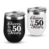 50th Anniversary Golden Wedding Gifts - 2 Pack 12 OZ Wine Tumbler for Couple, Wife, Husband, Parents, Grandparents view 1