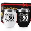 50th Anniversary Golden Wedding Gifts - 2 Pack 12 OZ Wine Tumbler for Couple, Wife, Husband, Parents, Grandparents view 2