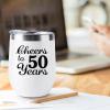 50th Anniversary Golden Wedding Gifts - 2 Pack 12 OZ Wine Tumbler for Couple, Wife, Husband, Parents, Grandparents view 3