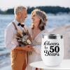 50th Anniversary Golden Wedding Gifts - 2 Pack 12 OZ Wine Tumbler for Couple, Wife, Husband, Parents, Grandparents view 4