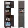 Gizoon 67" H Tall Bathroom Cabinet, Storage Cabinet with 2 Doors & Drawer, Narrow Linen Tower Freestanding Adjustable Shelves for Home, Kitchen, Versatile, Anti-Tipping, Dark Brown view 1