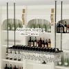 Black Wine Rack Ceiling Hanging Wine Bottle Holder, Wall-Mounted Wine Glass Cup Shelf for Kitchen Bar, Wine Storage Holder Adjustable Height (Size : 60x27x8cm) view 3