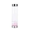 SAHKGYE 550 Ml Natural Crystal Water Bottle Reusable Gem Water Bottle Elixir Quartz Crystal Healing Elixir Point Reiki Crystal Gem Infused Water Bottle Energy Water Bottle (Color : Pink Crystal)