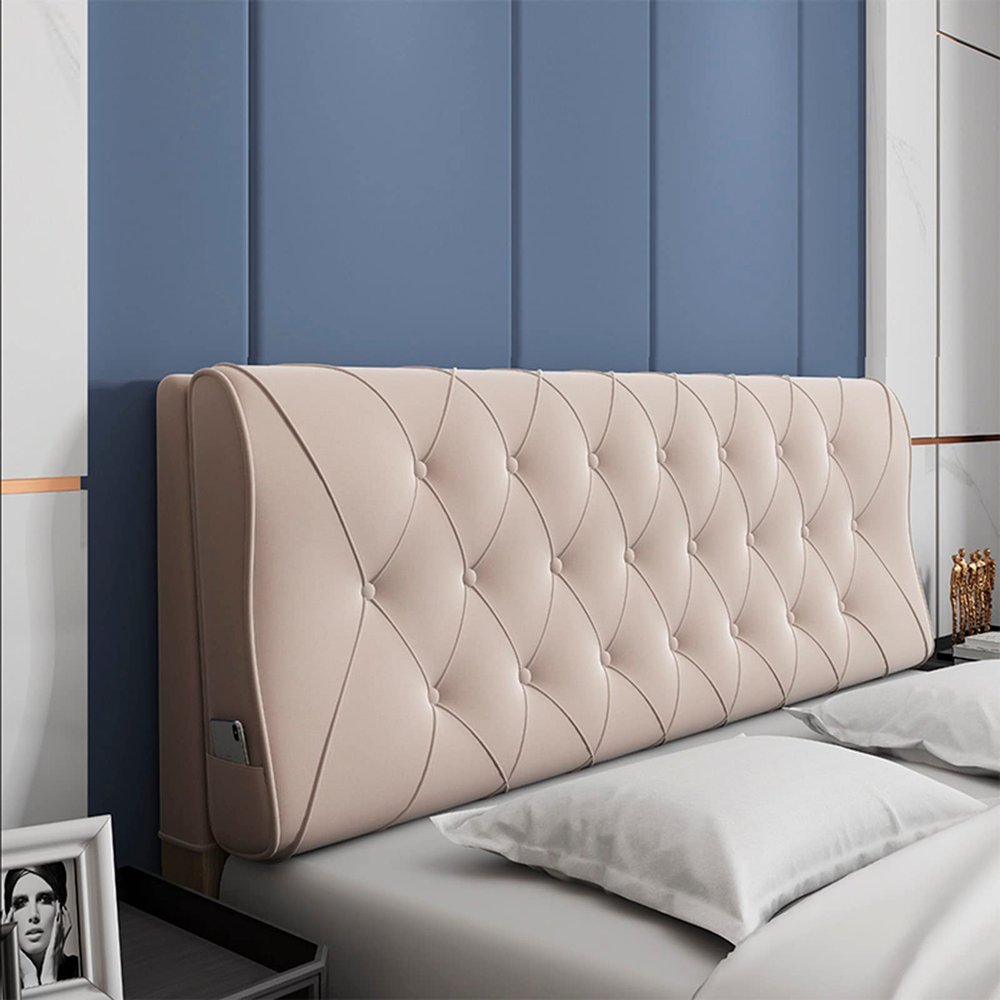 Solid Color Headboard Cushion Wall Pillow Tufted Buttons Design Reading Pillow Headboard Backrest Wedge Pillow Detachable Back Support Sofa Pillow,C,Wth headboard 78.7"/200cm