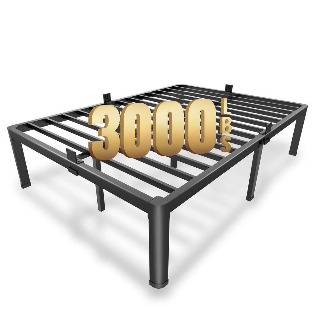 MAF 14 Inch Full Size Metal Platform Bed Frame with Round Corner Legs, 3000 LBS Heavy Duty Steel Slats Support, Noise Free, No Box Spring Needed, Easy Assembly