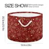 Bolaz Large Storage Basket Christmas Snowflakes on Dark Red Toy Storage Box Organizer Bins with Handles Laundry Hamper Basket for Home Decor view 2