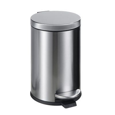 SunnyPoint 4.5 Liter(1.2 Gallon) Small Round Trash Can with Plastic Inner Bucket; Bathroom, Office, Kitchen and Bedroom Step On and Slow Close (S.N)