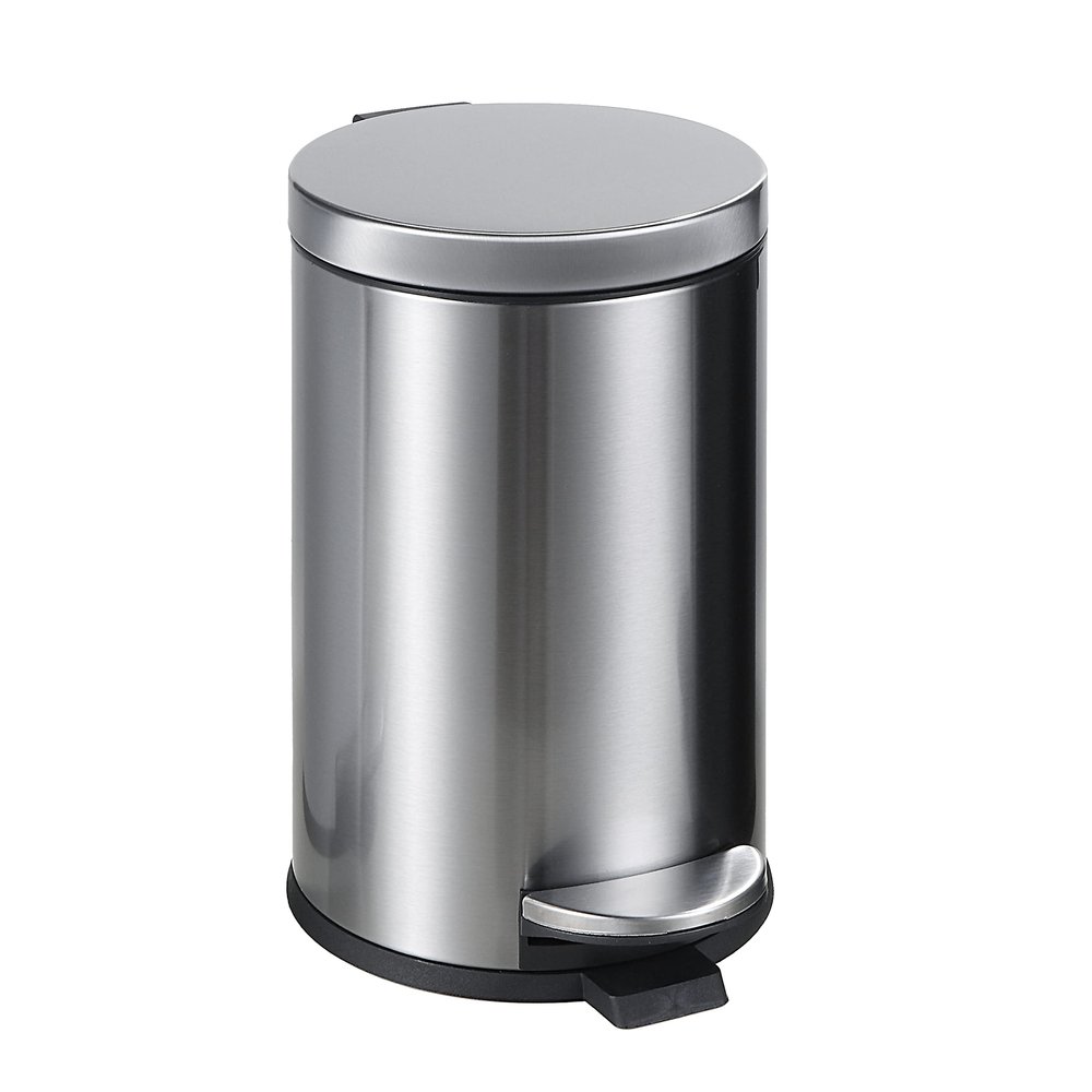 SunnyPoint 4.5 Liter(1.2 Gallon) Small Round Trash Can with Plastic Inner Bucket; Bathroom, Office, Kitchen and Bedroom Step On and Slow Close (S.N)