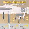 FUNLIO Kids Table and 4 Chairs Set, Height Adjustable Toddler Table and Chair Set for Ages 3-8, Easy to Wipe Arts & Crafts Table, for Classrooms/Daycares/Homes, CPC & CE Approved (5-Piece Set) - Gray view 3