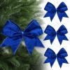 Panelee 12 Pcs Blue Velvet Winter Bows 6 x 6 in Wreath Bow Christmas Holiday Tree Decorations Ornaments for Hanukkah Xmas Tree Topper Wreath Garland Party Gift Wrapping DIY Decor view 1