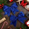 Panelee 12 Pcs Blue Velvet Winter Bows 6 x 6 in Wreath Bow Christmas Holiday Tree Decorations Ornaments for Hanukkah Xmas Tree Topper Wreath Garland Party Gift Wrapping DIY Decor view 3