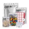 BELLE KR 100 Pcs Assorted Mylar Bags for Food Storage With Oxygen Absorber 500cc - Large Mylar bags 1 Gallon (10x14), 7x10 & 5x8, 4x6 with 1 Side Clear - (25 Pcs Each) with 100 Labels view 1