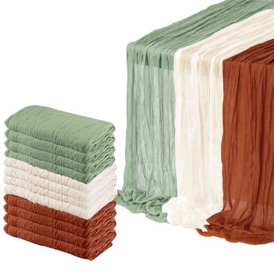 12 Pack Cheesecloth Table Runner,10ft Rustic Sheer Runner Gauze Boho Wedding Decor Romantic Table Runner for Wedding Bridal Shower Birthday Party