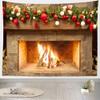BELECO Christmas Fireplace Tapestry Wall Hanging Christmas Tapestry Backdrop with Xmas Balls Art Wall Decor 106x70 Inch Christmas New Year Party Decorations Backdrop Bedroom Living Room Home Decor view 2