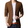 Men's 2 Buttons Casual Sport Coats Lightweight Single Breasted Slim Fit Suit Blazer Cotton Formal Dress Jackets (Brown,Large) view 1