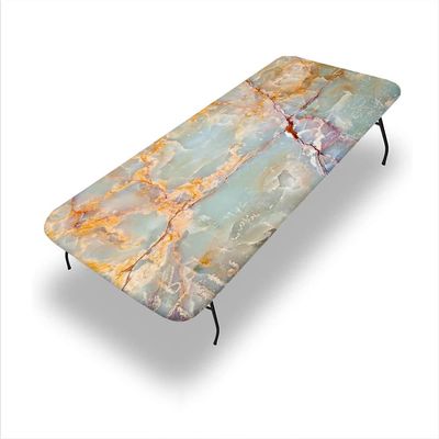 GBYAGCS Marble Elastic Edge Fitted Tablecloth, Marble Texture, Suitable for Camping Party and Picnic, Fit for 30"x 72" Rectangle Table