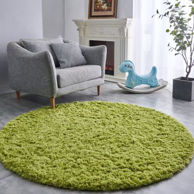 FJZFING Grass Green Round Rug Ultra-Soft Plush Modern 6x6 Circle Area Rug for Kid's Bedroom, Fluffy Shag Circular Rug for Nursery Room, Cute Grass Green Carpet for Teen's Room