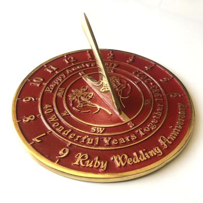 ARTIZANSTORE 40th Ruby 2023 Wedding Anniversary Large Sundial Gift